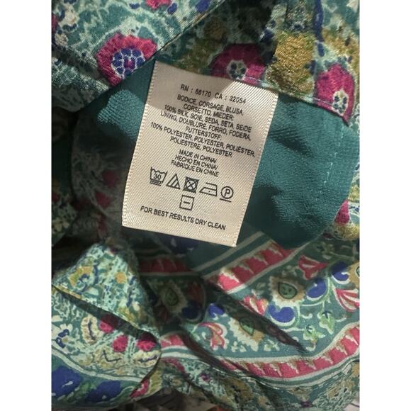 NWT Maeve Anthropologie Meret Silk Tunic Top Green Paisley Floral Anthro Size 4 - Picture 9 of 10